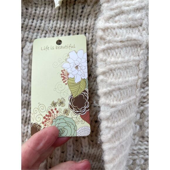 NWT Life is Beautiful  size L/XL cream and oatmeal open front cardigan - Picture 4 of 6